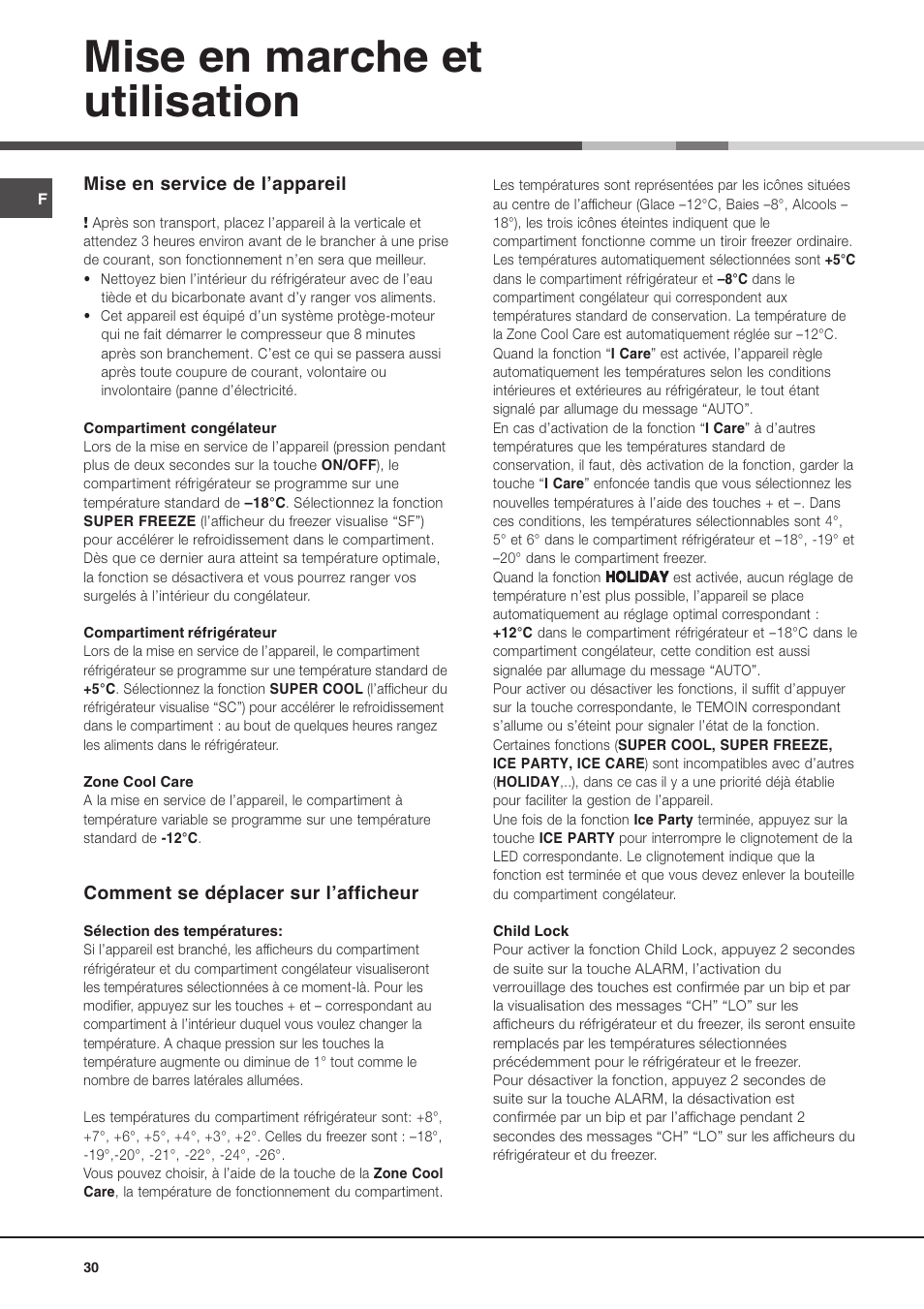 Mise en marche et utilisation | Ariston MBT 2022 HA User Manual | Page 30 / 72