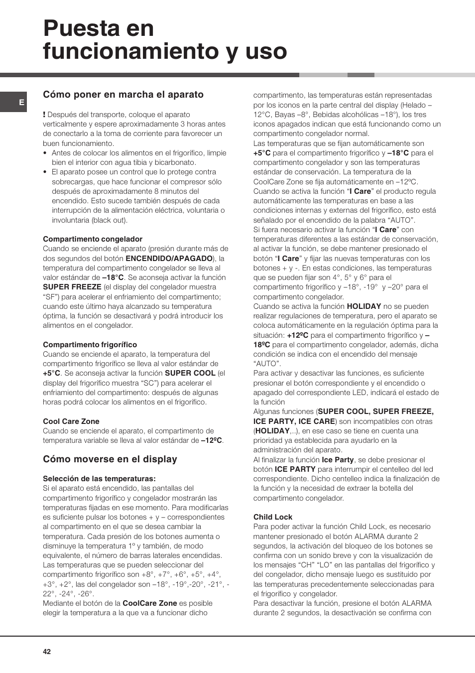 Puesta en funcionamiento y uso | Ariston MBT 2022 HA User Manual | Page 42 / 72