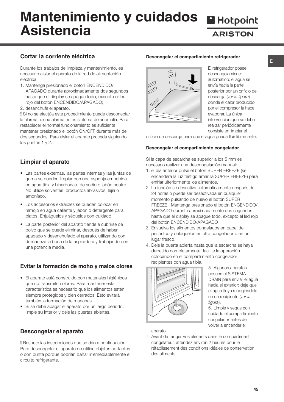 Mantenimiento y cuidados asistencia | Ariston MBT 2022 HA User Manual | Page 45 / 72