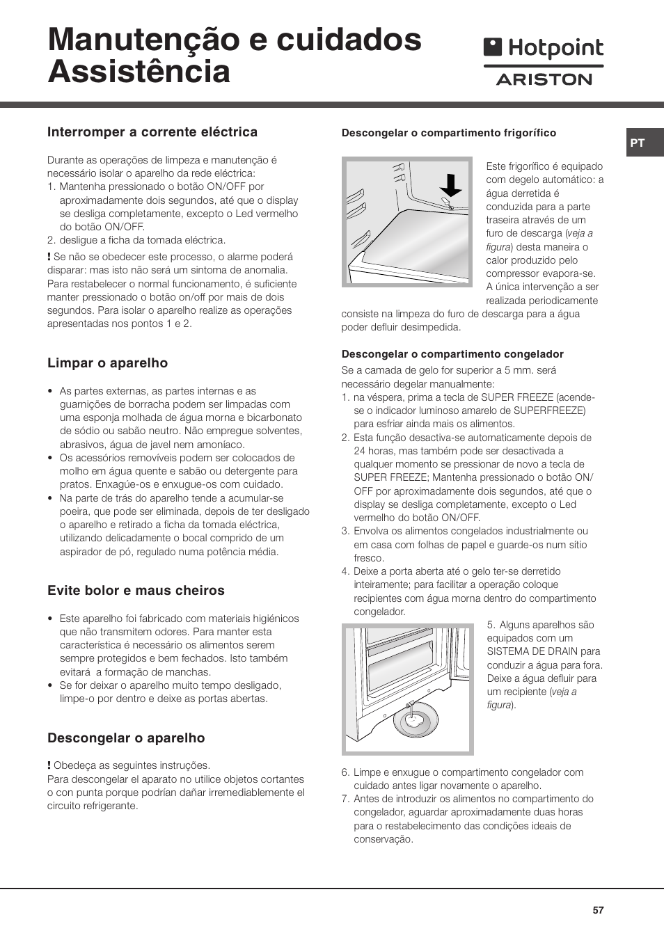 Manutenção e cuidados assistência | Ariston MBT 2022 HA User Manual | Page 57 / 72