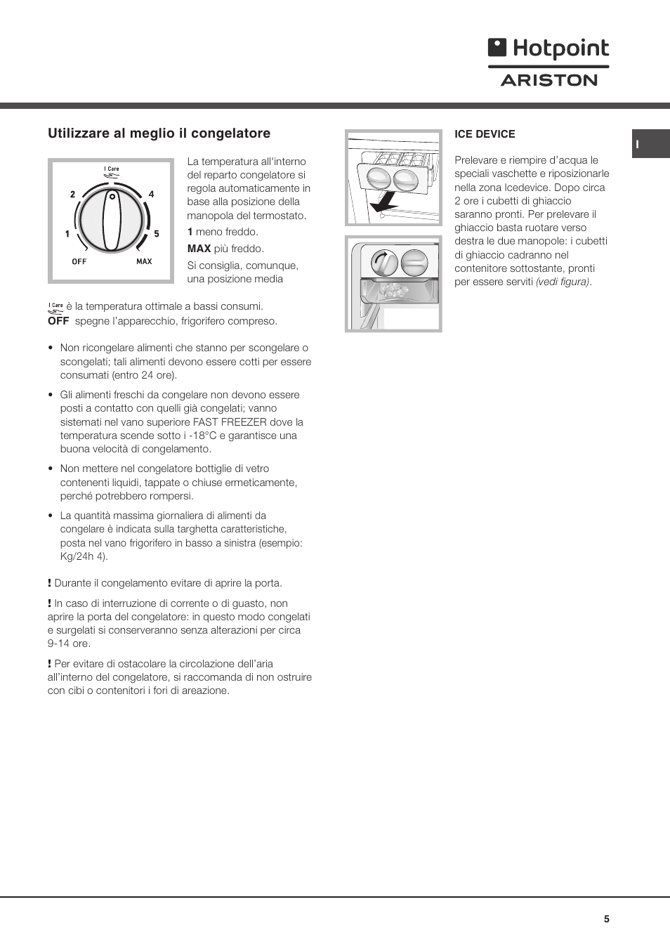 Utilizzare al meglio il congelatore | Ariston MTM 1901 User Manual | Page 5 / 32