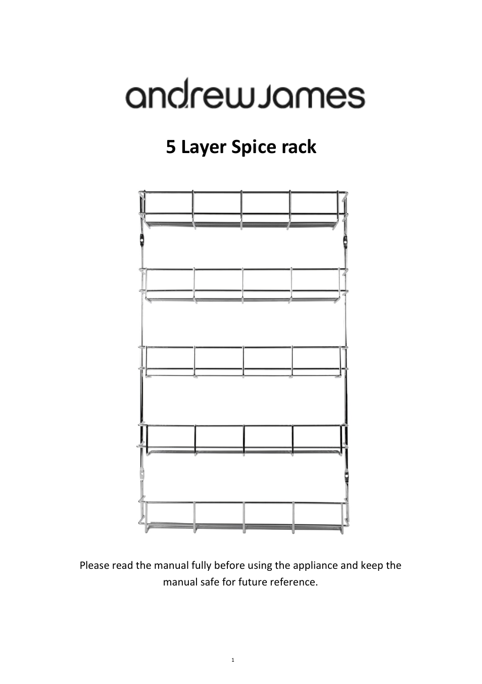 Andrew James AJ000070 5 Tier Spice Rack User Manual | 3 pages