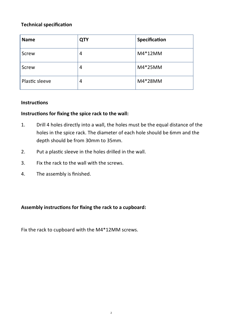 Andrew James AJ000070 5 Tier Spice Rack User Manual | Page 2 / 3