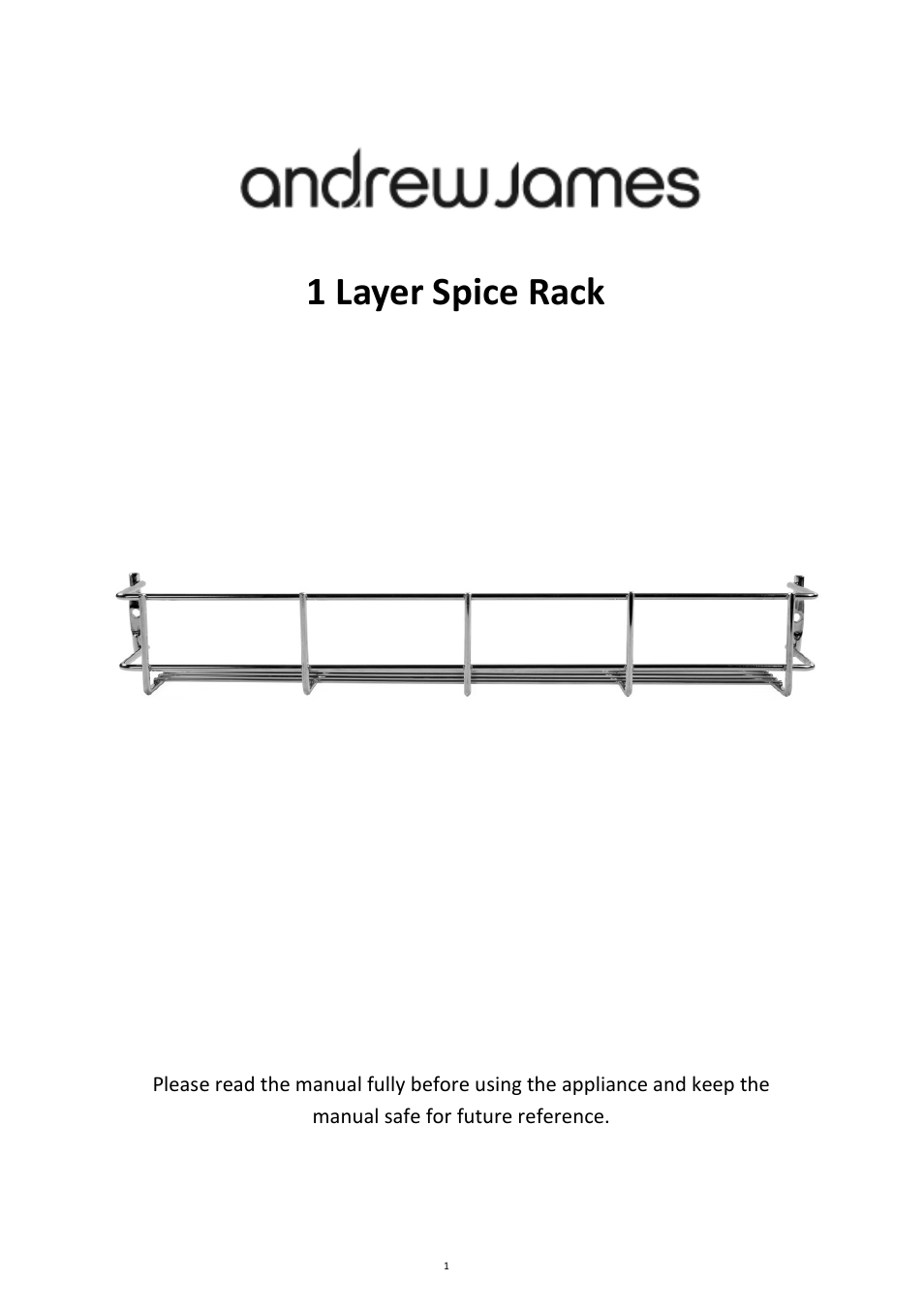 Andrew James AJ000074 1 Tier Spice Rack User Manual | 3 pages