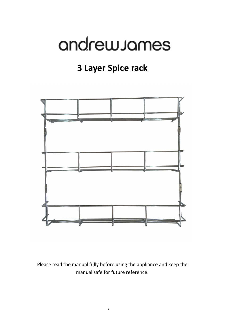 Andrew James AJ000072 3 Tier Spice Rack User Manual | 3 pages