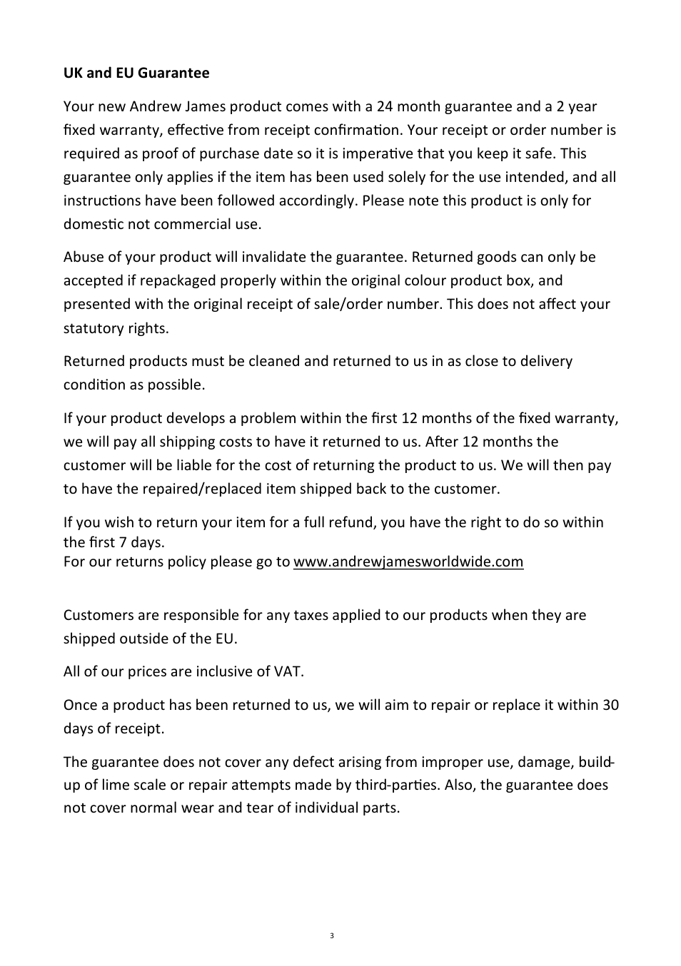 Andrew James AJ000072 3 Tier Spice Rack User Manual | Page 3 / 3