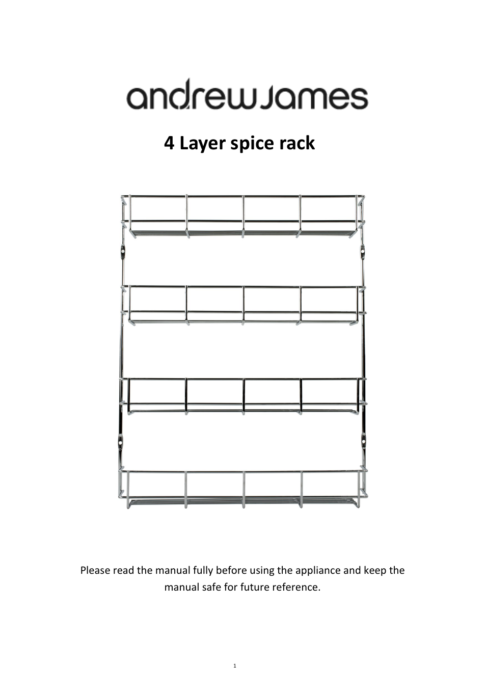 Andrew James AJ000071 4 Tier Spice Rack User Manual | 3 pages