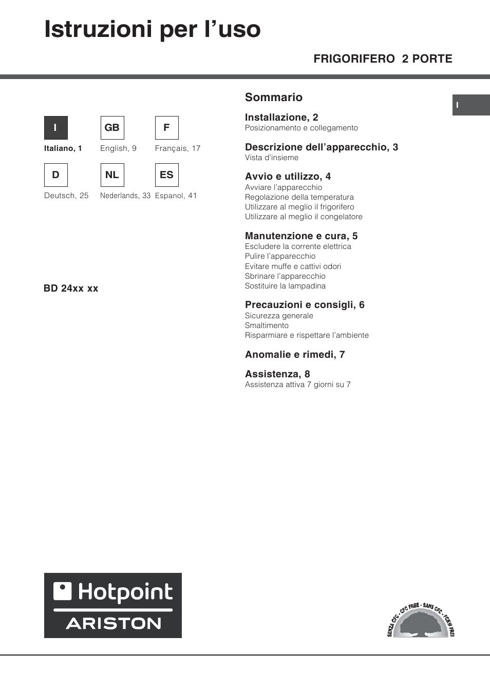 Ariston BD 2421 User Manual | 48 pages