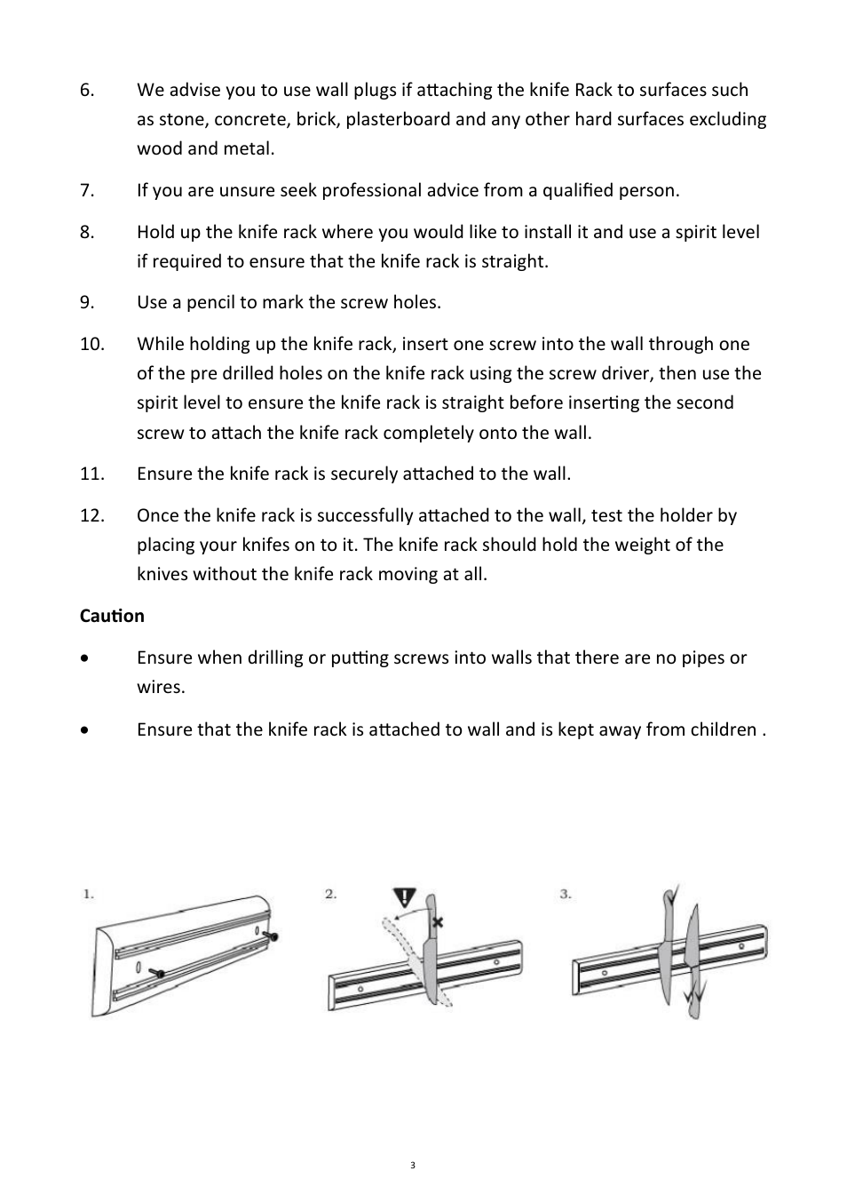 Andrew James AJ000254 Professional Magnetic Knife Storage Rack User Manual | Page 3 / 4