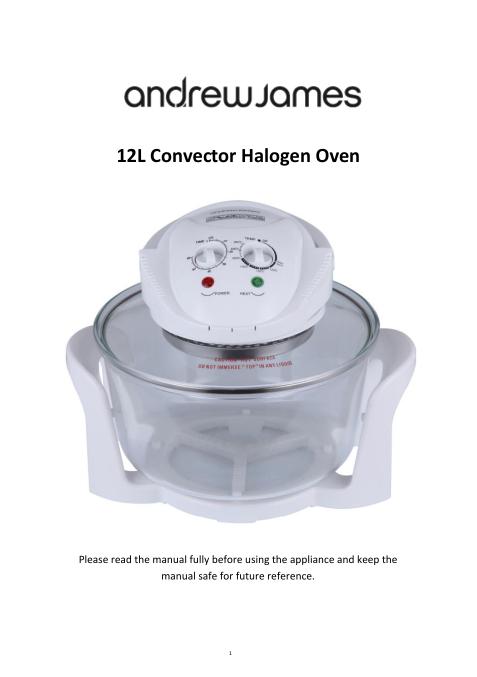 Andrew James AJ000401 Air Fryer for 12 Litre halogen Oven User Manual | 30 pages