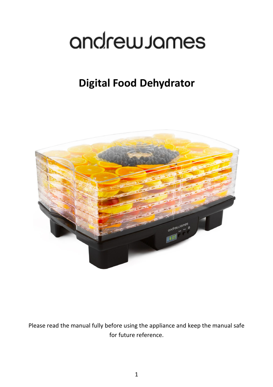 Andrew James AJ000350 Digital Food Dehydrator User Manual | 17 pages