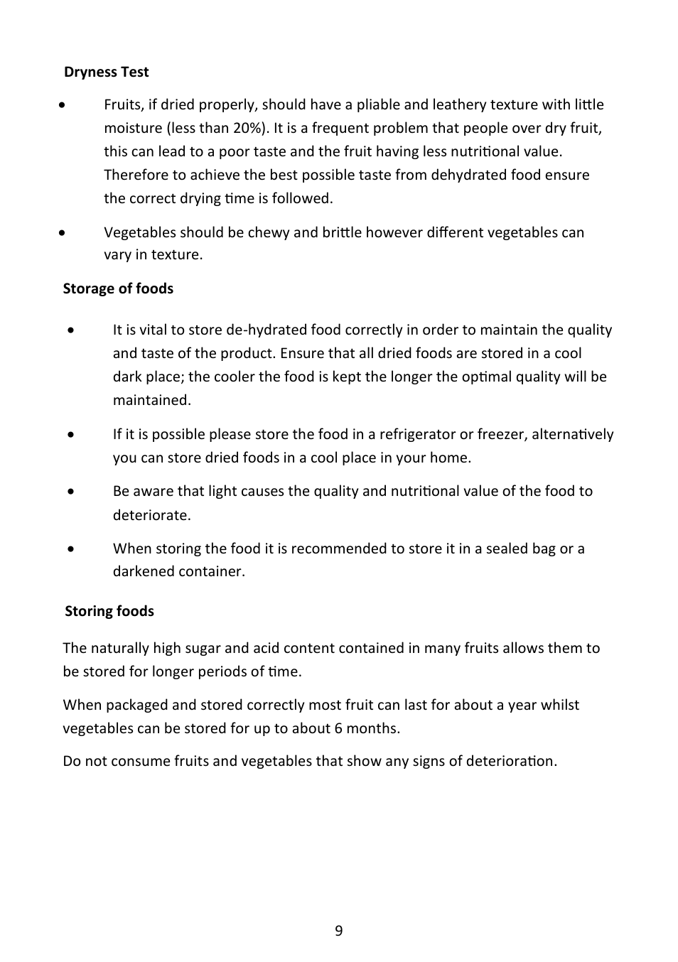 Andrew James AJ000350 Digital Food Dehydrator User Manual | Page 9 / 17