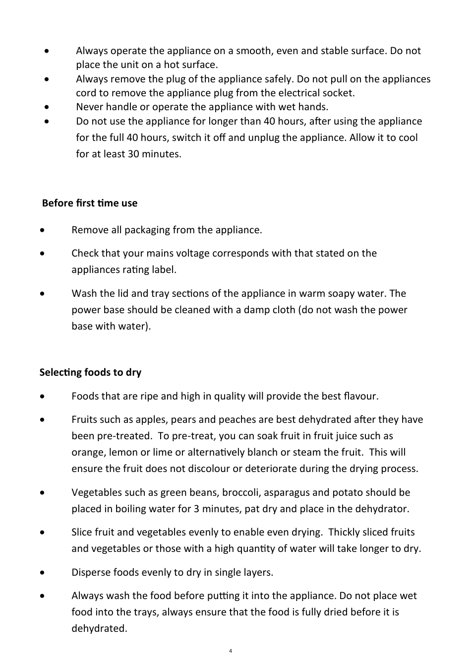 Andrew James AJ000084 Food Dehydrator User Manual | Page 4 / 16