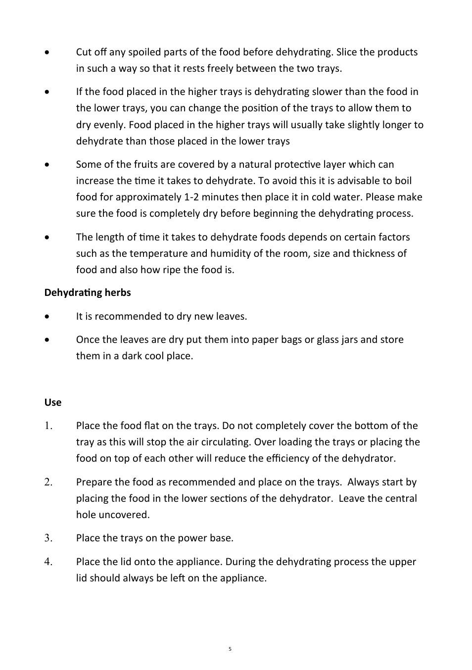 Andrew James AJ000084 Food Dehydrator User Manual | Page 5 / 16