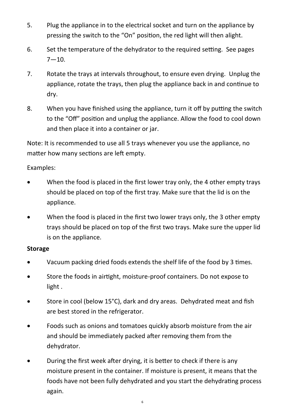 Andrew James AJ000084 Food Dehydrator User Manual | Page 6 / 16