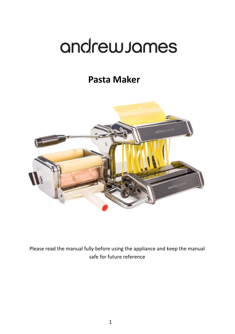 Andrew James AJ000135 Pasta Maker User Manual | 9 pages