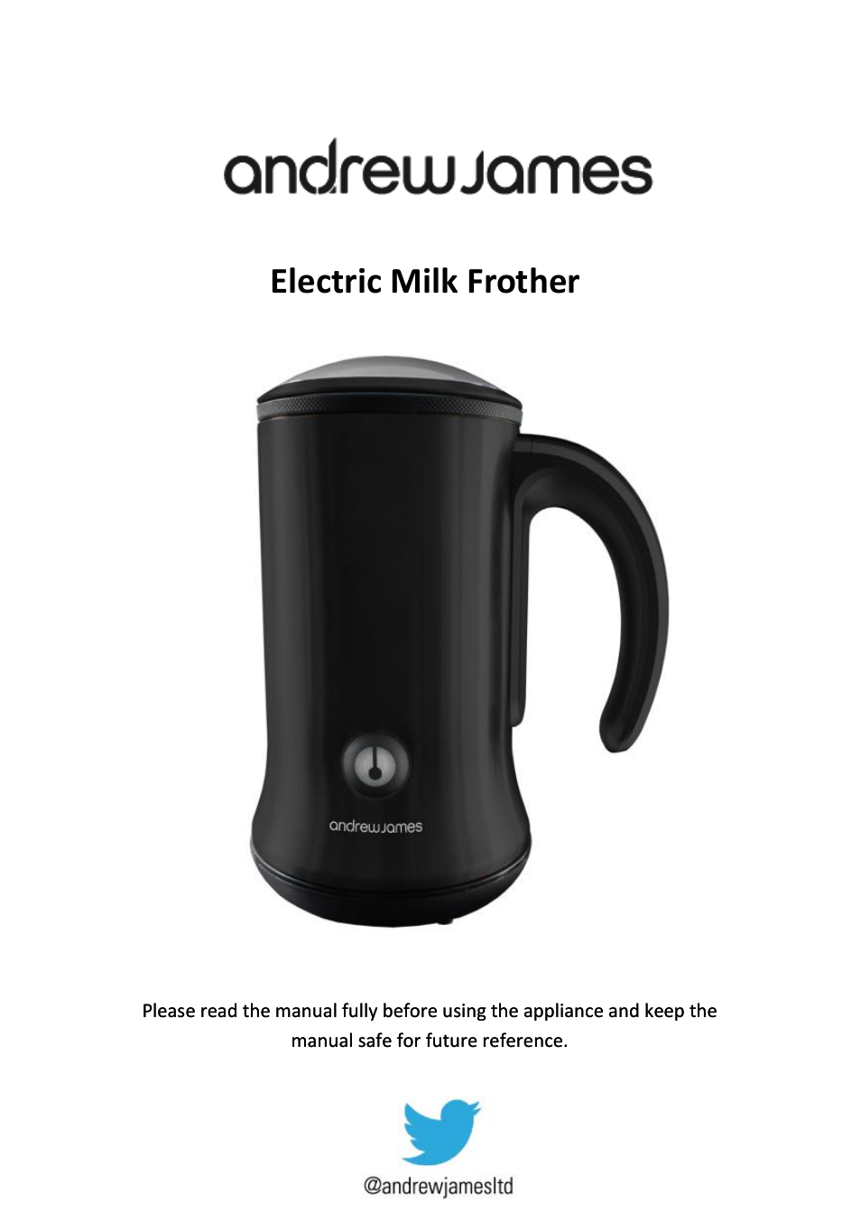 Andrew James AJ000571 Electric Dual Milk Frother and Warmer User Manual | 12 pages