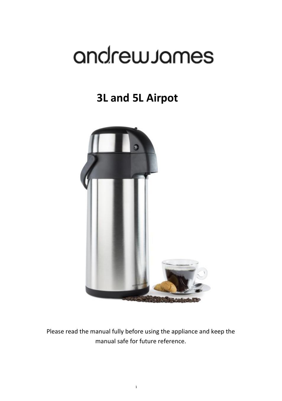Andrew James AJ000064 5 Litre Airpot User Manual | 5 pages
