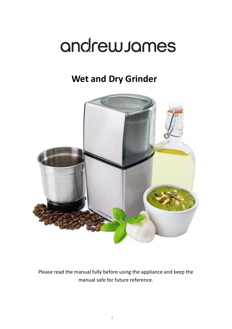 Andrew James AJ000511 Wet and Dry Grinder User Manual | 9 pages