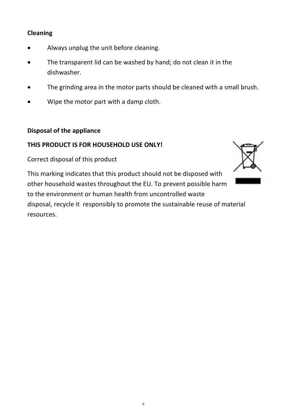 Andrew James AJ000511 Wet and Dry Grinder User Manual | Page 6 / 9