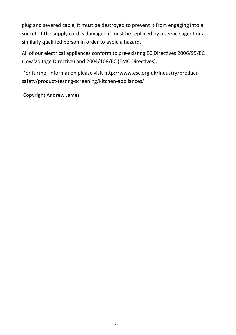 Andrew James AJ000511 Wet and Dry Grinder User Manual | Page 9 / 9