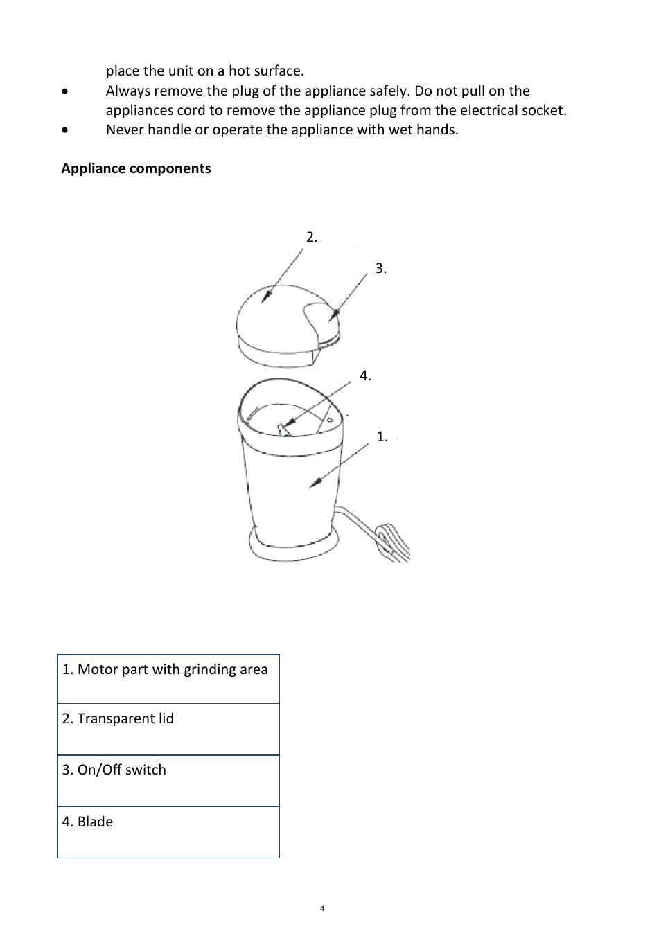 Andrew James AJ000026 Coffee Grinder User Manual | Page 4 / 8