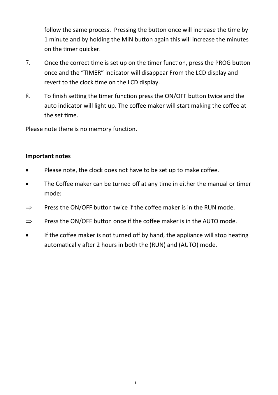 Andrew James AJ000002 1100W Automatic Filter Coffee Machine User Manual | Page 8 / 12