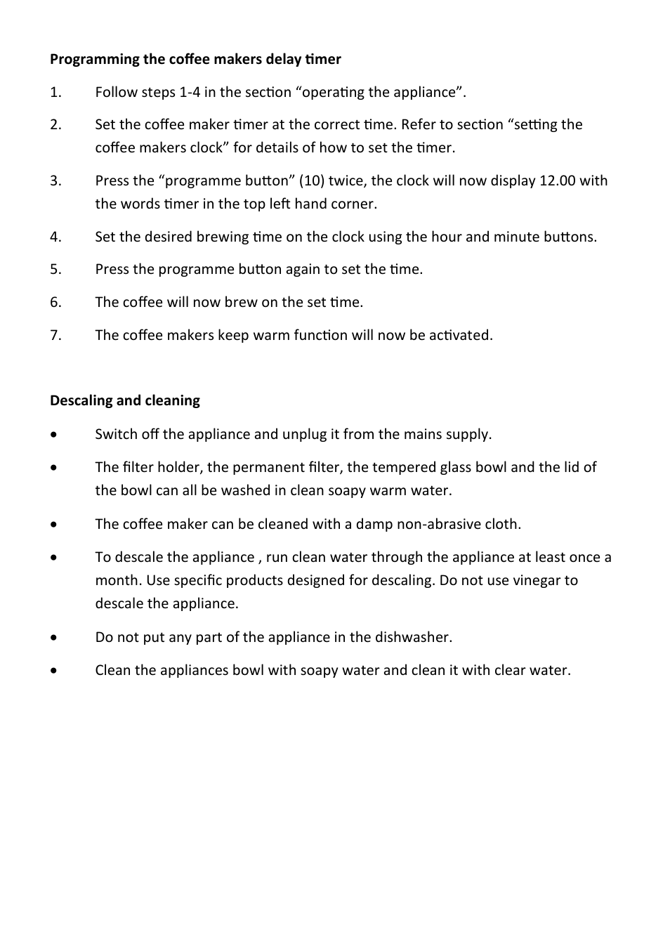 Andrew James AJ000564 1000W Automatic Filter Coffee Machine User Manual | Page 7 / 11