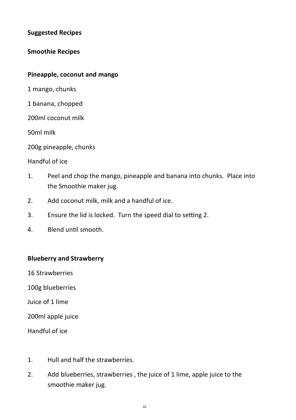 Andrew James AJ000213 Smoothie Maker User Manual | Page 10 / 20
