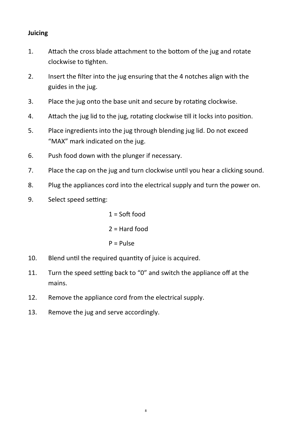 Andrew James AJ000213 Smoothie Maker User Manual | Page 8 / 20