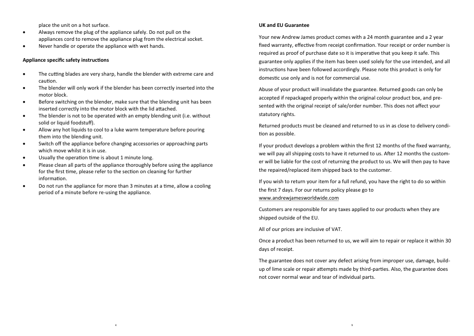 Andrew James AJ000475 Retro Blender User Manual | Page 4 / 6