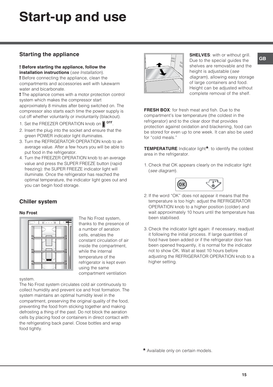 Start-up and use | Ariston BMBL 2022 User Manual | Page 15 / 52
