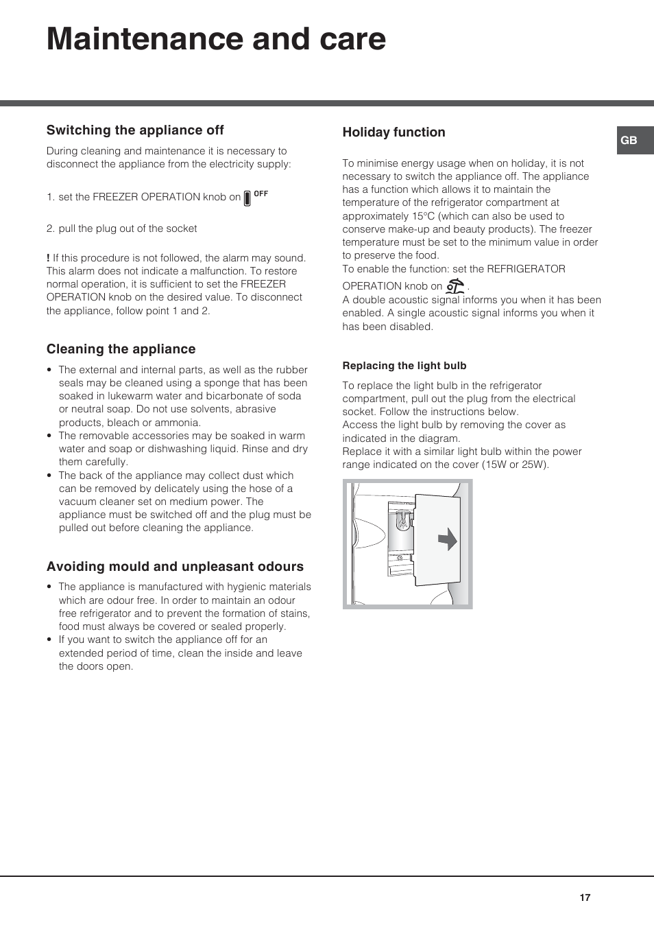 Maintenance and care | Ariston BMBL 2022 User Manual | Page 17 / 52