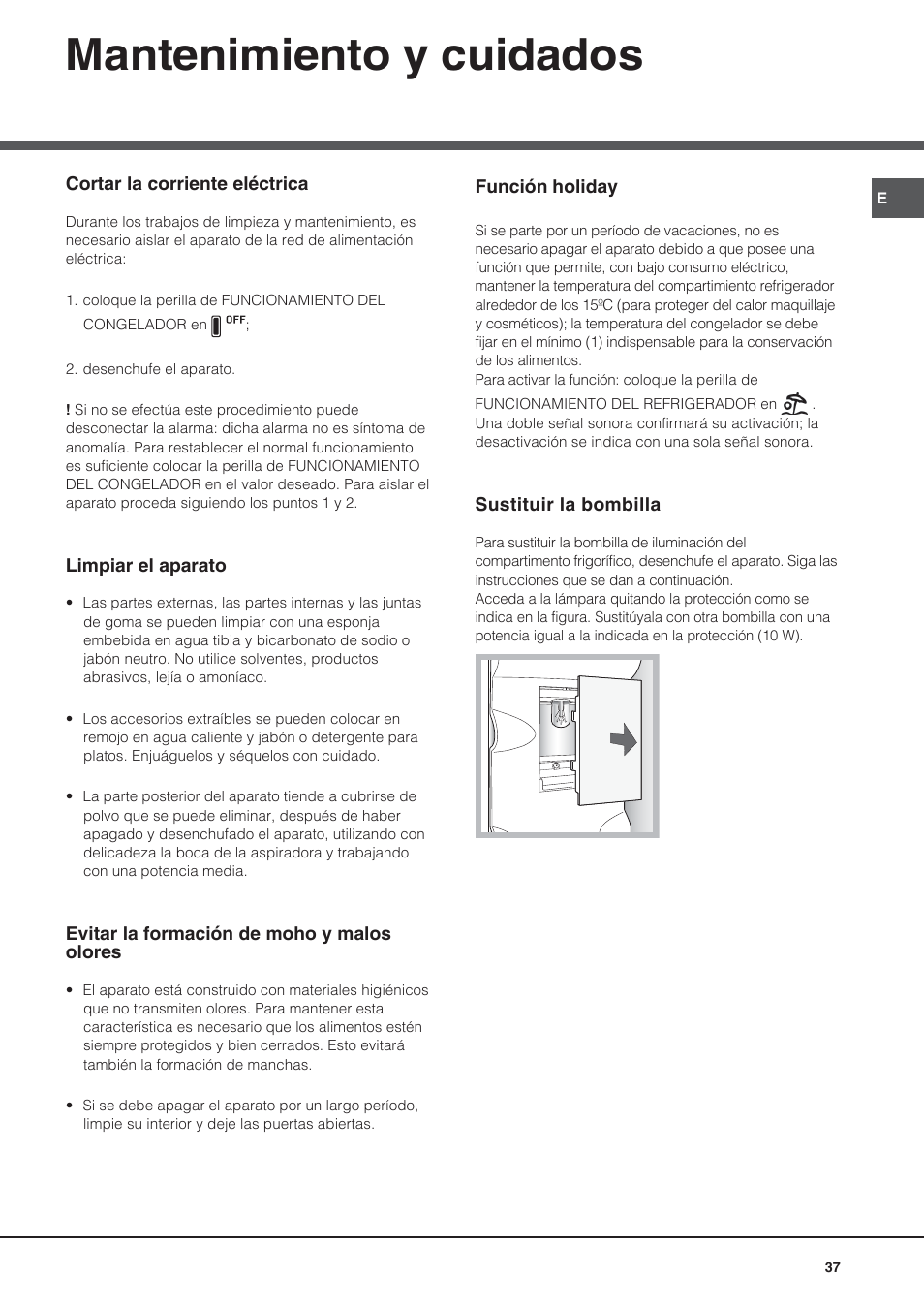 Mantenimiento y cuidados | Ariston BMBL 2022 User Manual | Page 37 / 52