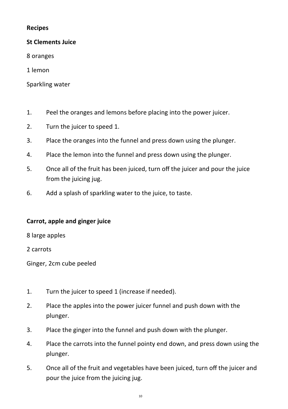 Andrew James AJ000055 Power Juicer User Manual | Page 10 / 16