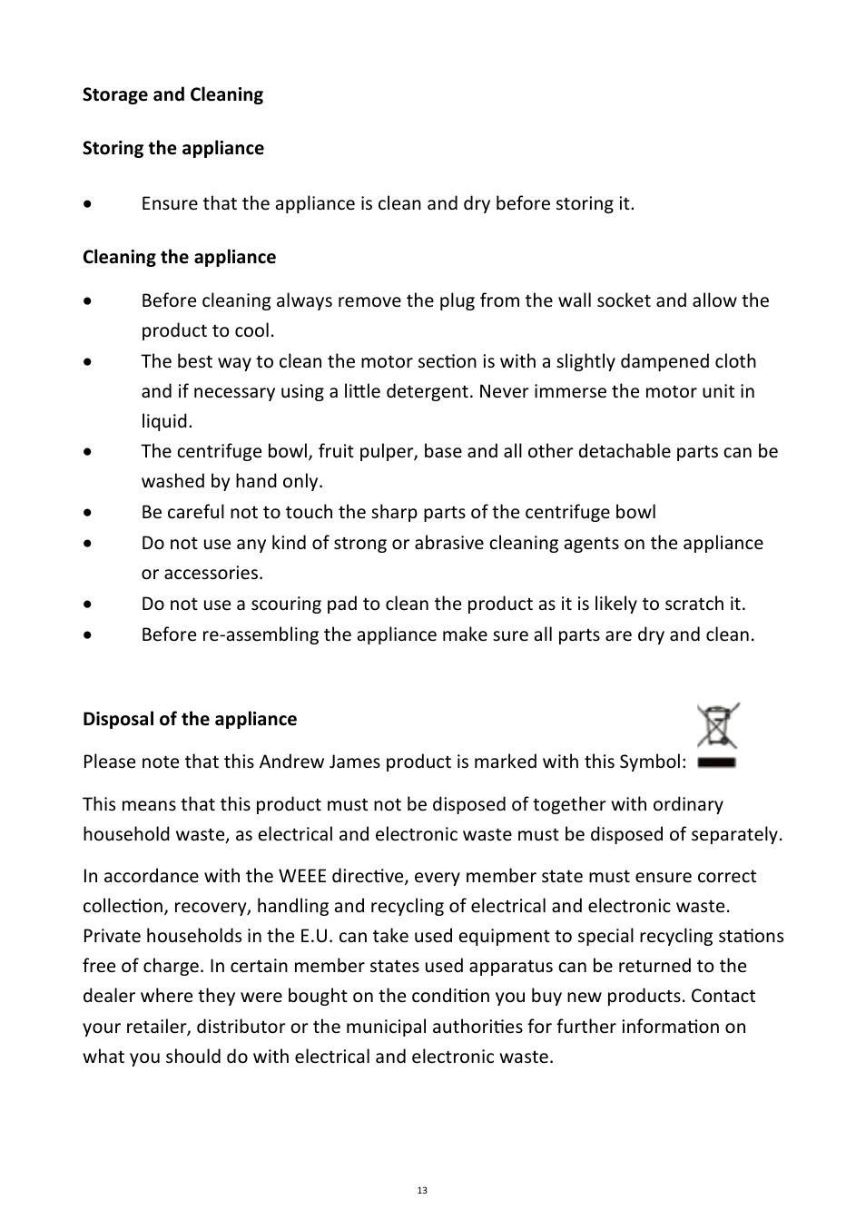 Andrew James AJ000055 Power Juicer User Manual | Page 13 / 16