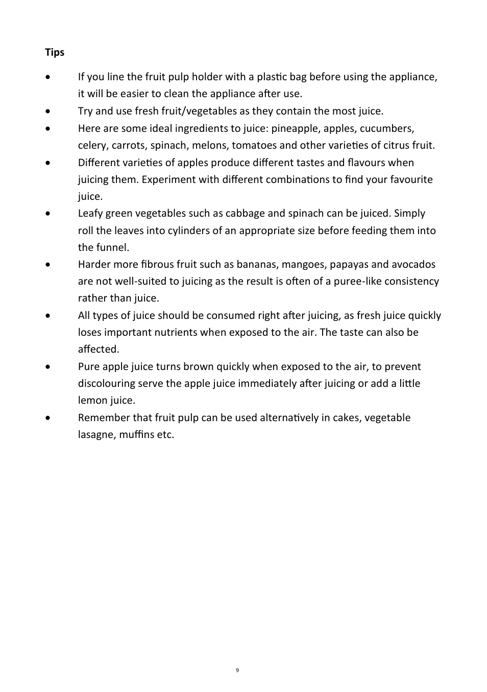 Andrew James AJ000055 Power Juicer User Manual | Page 9 / 16