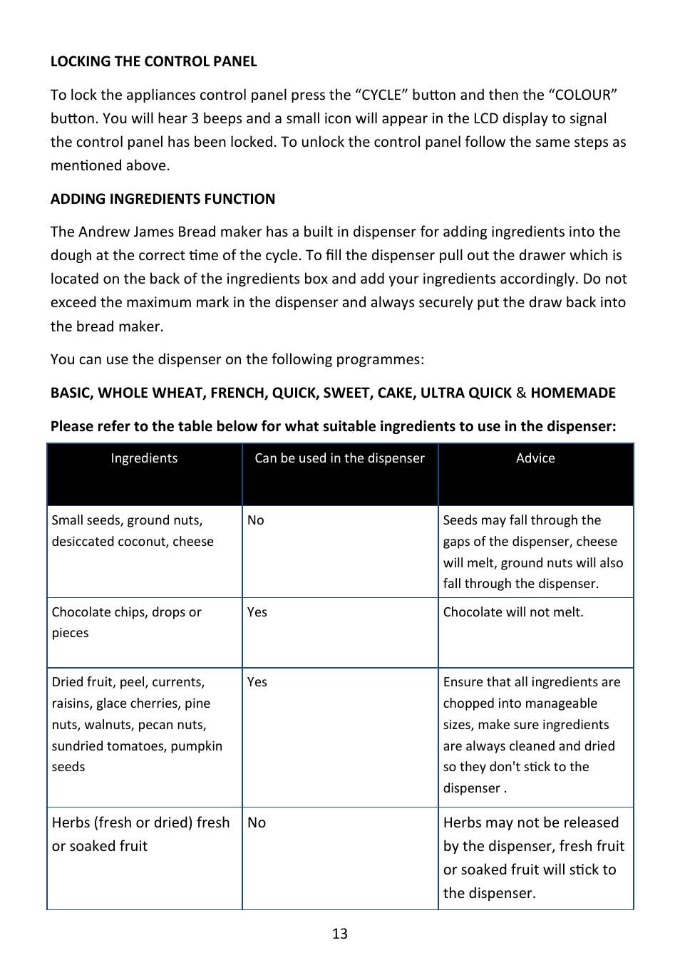 Andrew James AJ000573 Premium Bread Maker with Integrated Scales User Manual | Page 13 / 38