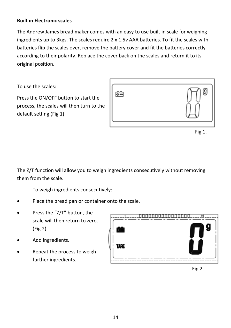 Andrew James AJ000573 Premium Bread Maker with Integrated Scales User Manual | Page 14 / 38