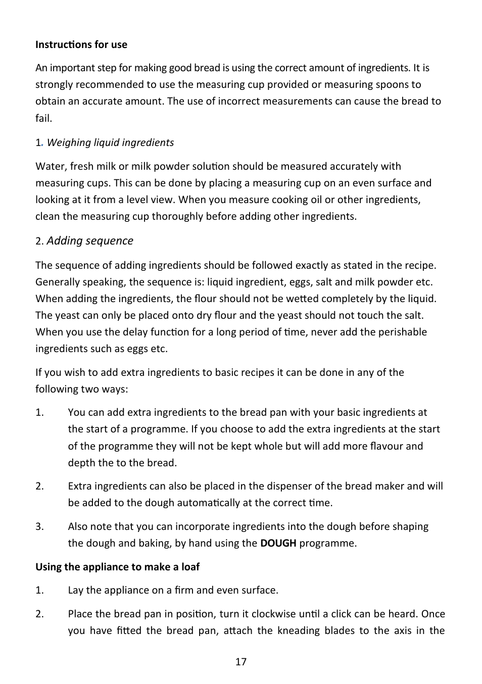 Andrew James AJ000573 Premium Bread Maker with Integrated Scales User Manual | Page 17 / 38
