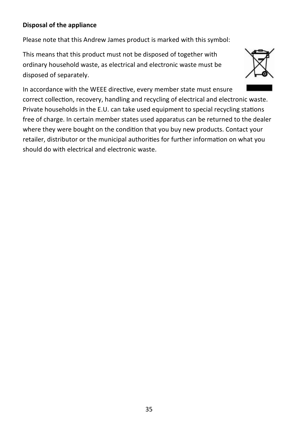 Andrew James AJ000573 Premium Bread Maker with Integrated Scales User Manual | Page 35 / 38