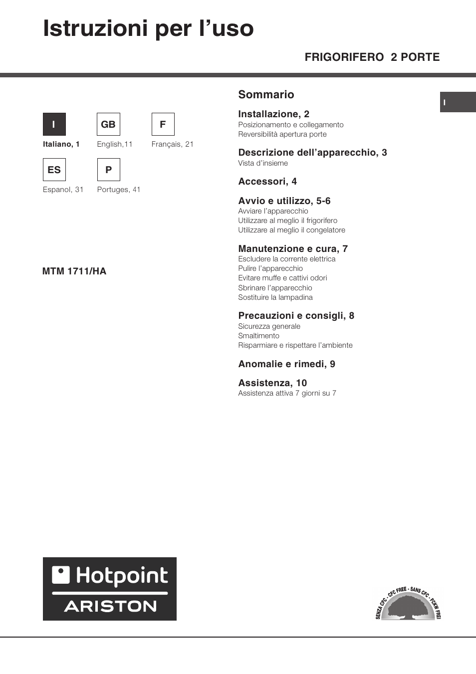 Ariston MTM 1711 User Manual | 52 pages