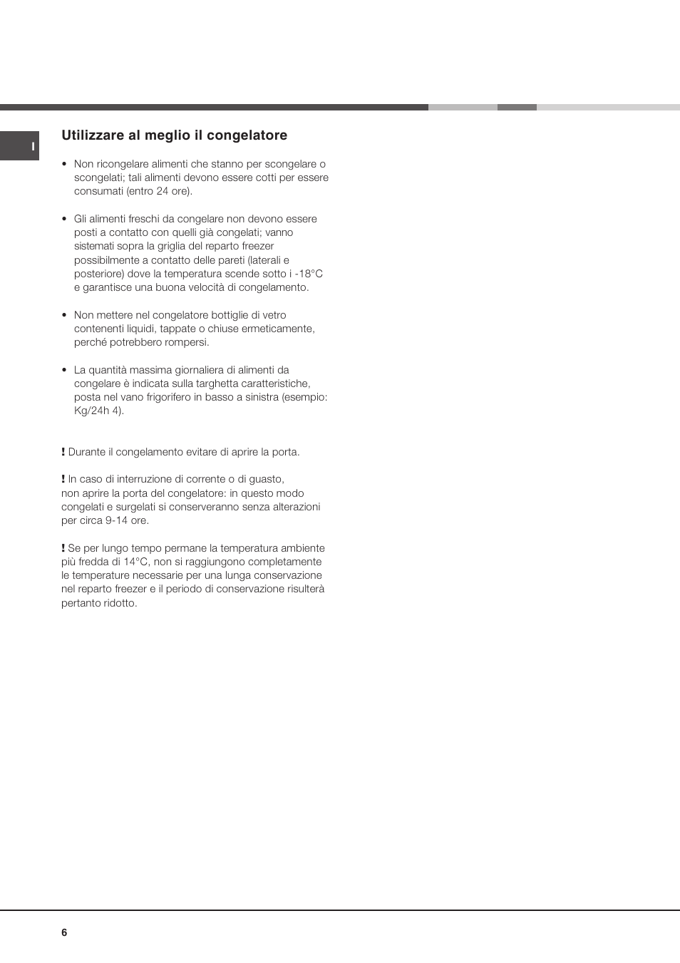 Utilizzare al meglio il congelatore | Ariston MTM 1711 User Manual | Page 6 / 52