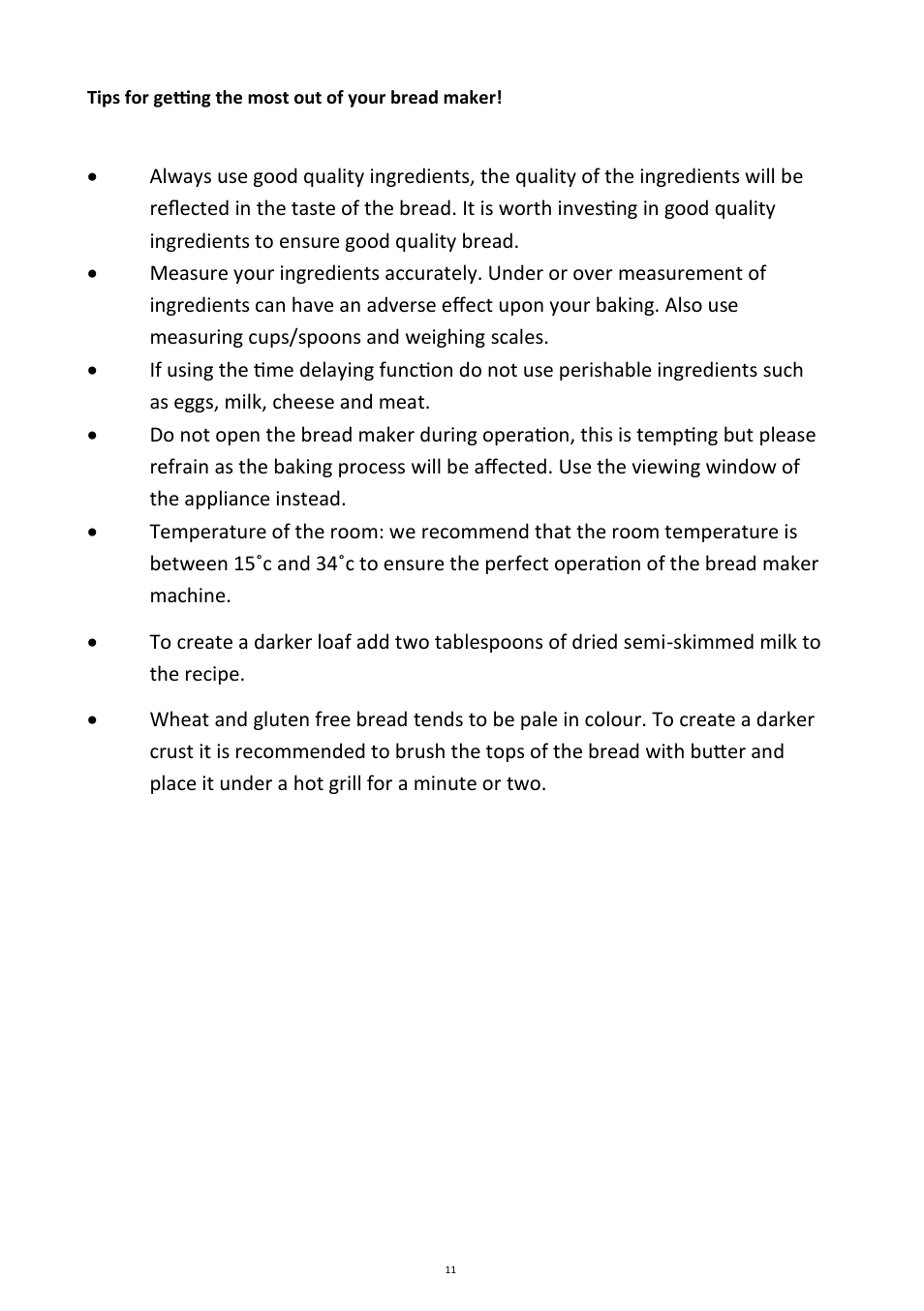 Andrew James AJ000088 Bread Maker User Manual | Page 11 / 32