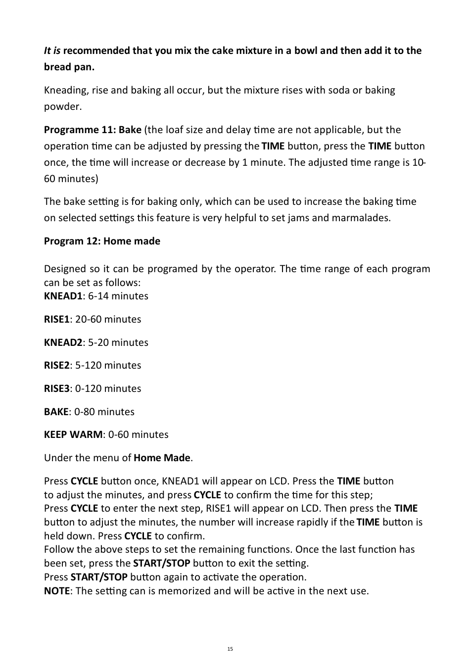 Andrew James AJ000088 Bread Maker User Manual | Page 15 / 32