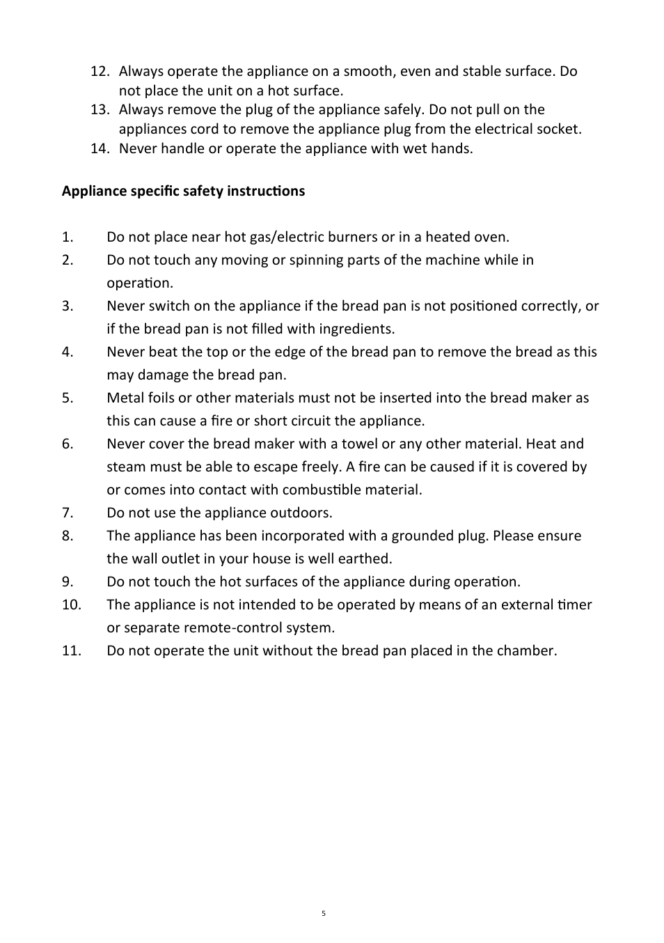 Andrew James AJ000088 Bread Maker User Manual | Page 5 / 32