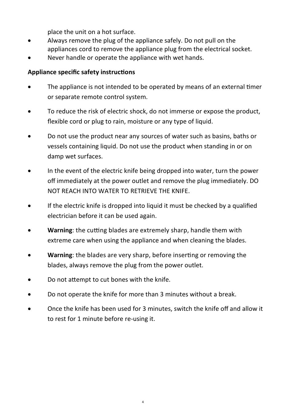 Andrew James AJ000260 Electric Carving Knife User Manual | Page 4 / 11
