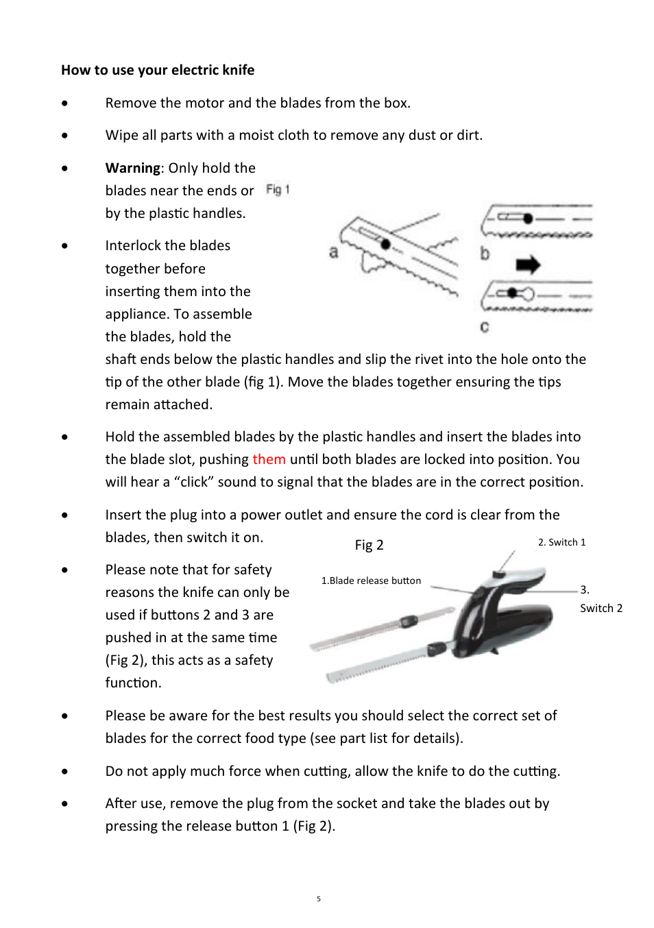 Andrew James AJ000260 Electric Carving Knife User Manual | Page 5 / 11