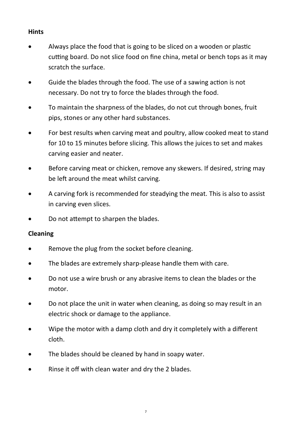 Andrew James AJ000260 Electric Carving Knife User Manual | Page 7 / 11
