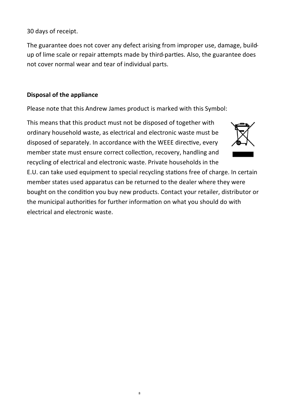 Andrew James AJ000035 22CM Food Slicer User Manual | Page 8 / 10